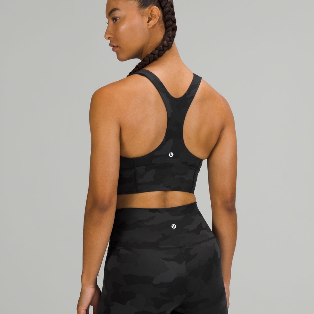 NWT WUNDER TRAIN LONGLINE BLACK CAMO LULULEMON SPORTS BRA SIZE 4